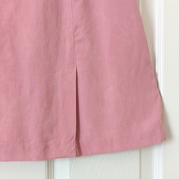 Bobby Chan 90's Vintage Leafy Jacquard Knit Silk High Waisted Mini Skort Pink 8 - Picture 9 of 12